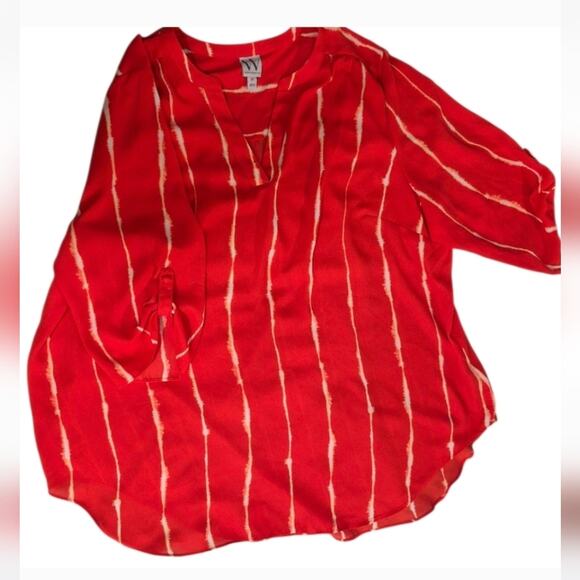 Worthington | Orange and White Striped Blouse | Size 2X - Picture 6 of 6